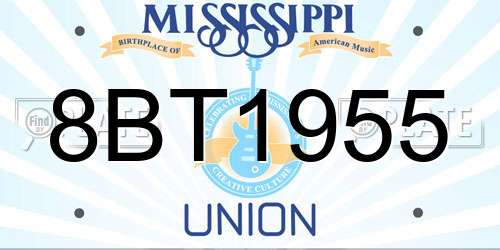 8BT1955 Mississippi License Plate