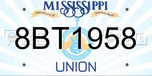 8BT1958 Mississippi License Plate