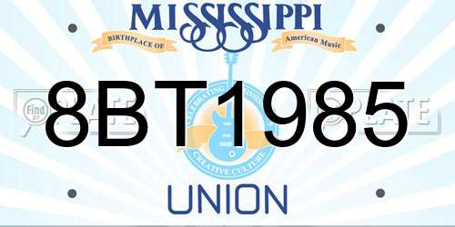 8BT1985 Mississippi License Plate