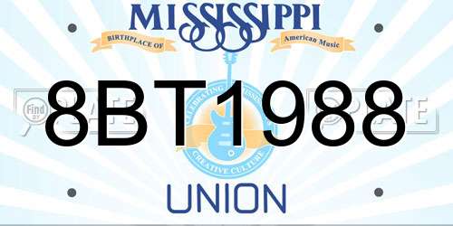 8BT1988 Mississippi License Plate