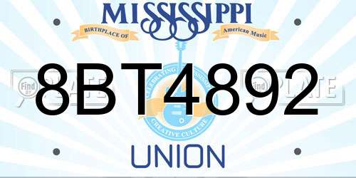 8BT4892 Mississippi License Plate