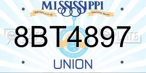 8BT4897 Mississippi License Plate