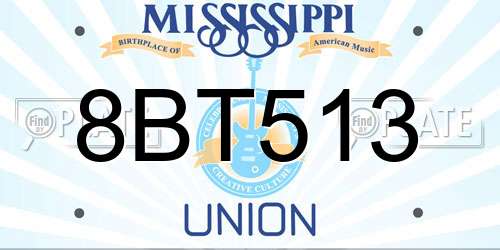 8BT513 Mississippi License Plate