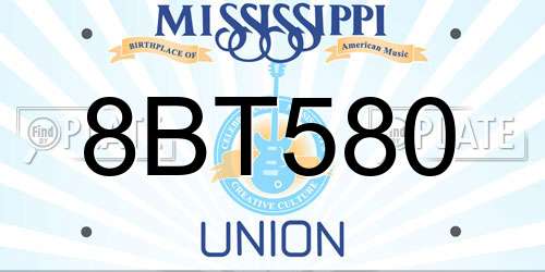 8BT580 Mississippi License Plate