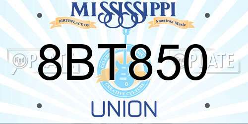 8BT850 Mississippi License Plate