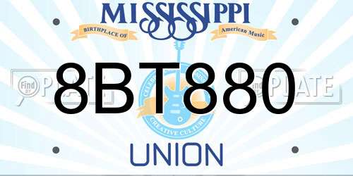 8BT880 Mississippi License Plate
