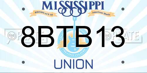 8BTB13 Mississippi License Plate