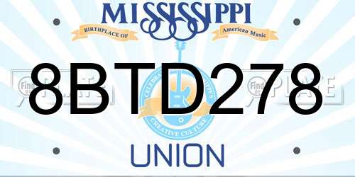 8BTD278 Mississippi License Plate