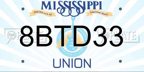 8BTD33 Mississippi License Plate