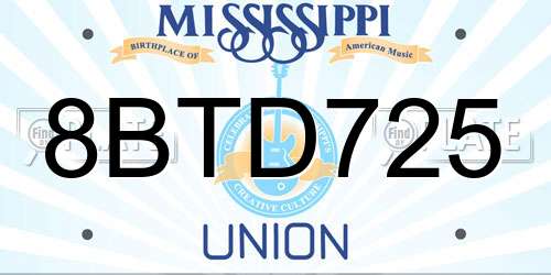 8BTD725 Mississippi License Plate