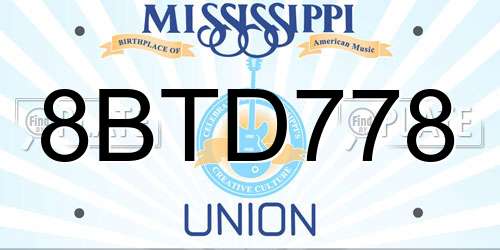 8BTD778 Mississippi License Plate