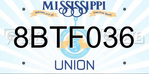 8BTF036 Mississippi License Plate