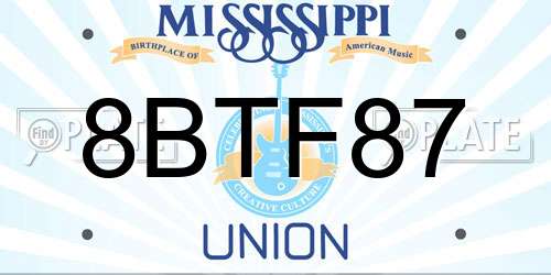8BTF87 Mississippi License Plate