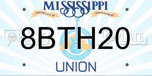 8BTH20 Mississippi License Plate