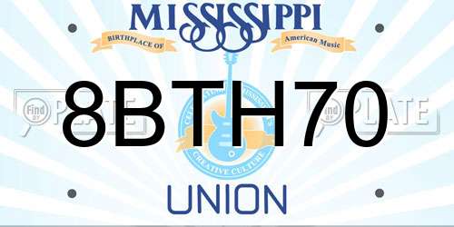 8BTH70 Mississippi License Plate