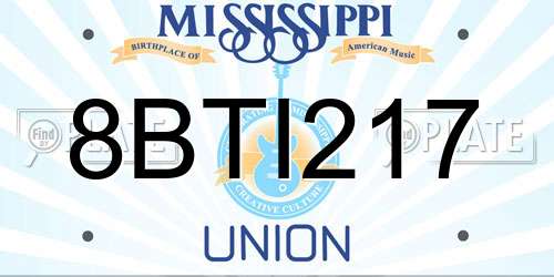 8BTI217 Mississippi License Plate