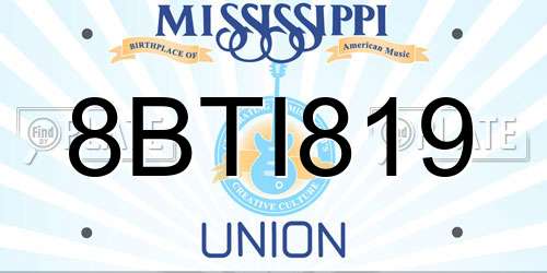 8BTI819 Mississippi License Plate