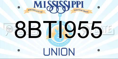8BTI955 Mississippi License Plate