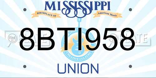 8BTI958 Mississippi License Plate