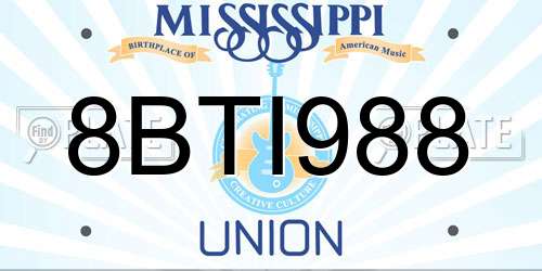 8BTI988 Mississippi License Plate