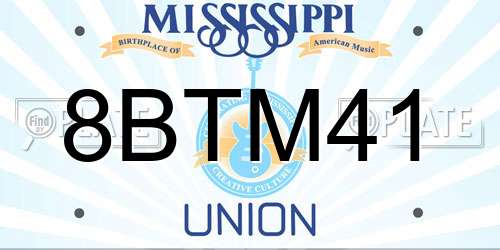 8BTM41 Mississippi License Plate