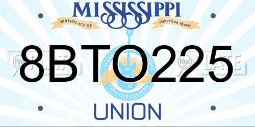 8BTO225 Mississippi License Plate