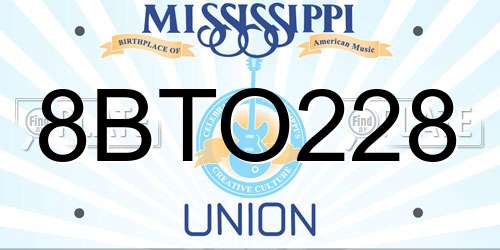 8BTO228 Mississippi License Plate