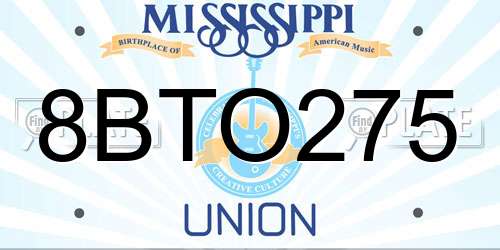 8BTO275 Mississippi License Plate