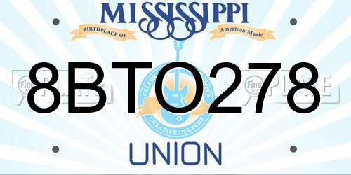 8BTO278 Mississippi License Plate