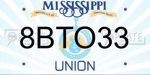 8BTO33 Mississippi License Plate