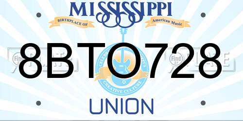 8BTO728 Mississippi License Plate