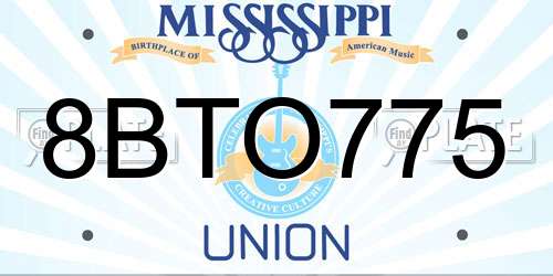 8BTO775 Mississippi License Plate