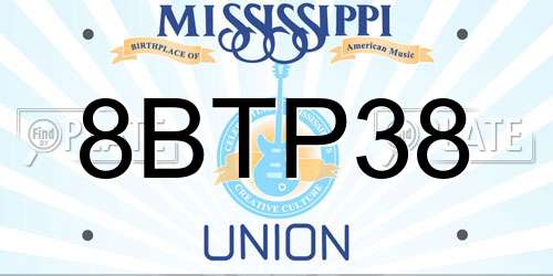 8BTP38 Mississippi License Plate