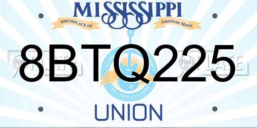 8BTQ225 Mississippi License Plate