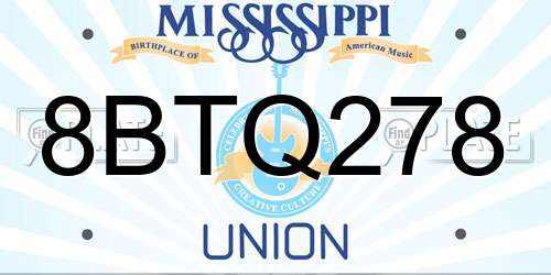 8BTQ278 Mississippi License Plate