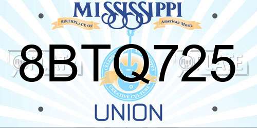 8BTQ725 Mississippi License Plate