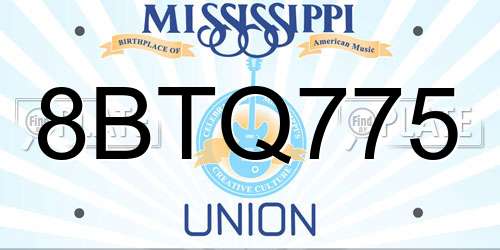 8BTQ775 Mississippi License Plate