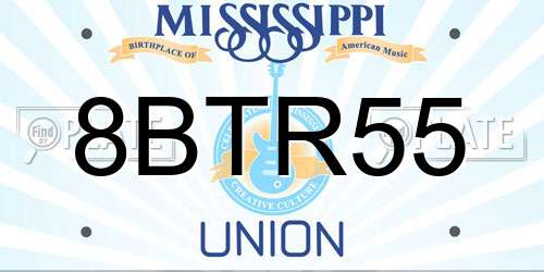 8BTR55 Mississippi License Plate