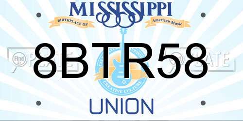 8BTR58 Mississippi License Plate
