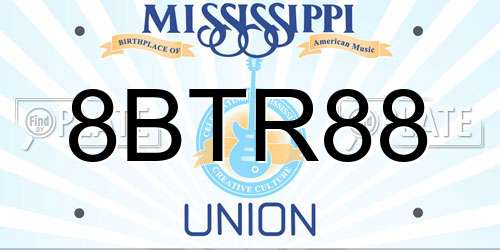 8BTR88 Mississippi License Plate