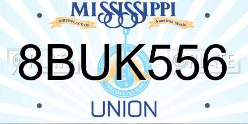 8BUK556 Mississippi License Plate
