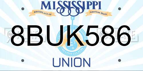 8BUK586 Mississippi License Plate