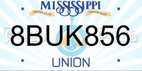 8BUK856 Mississippi License Plate