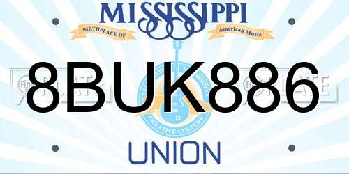 8BUK886 Mississippi License Plate
