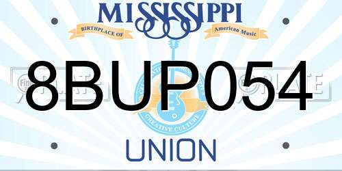 8BUP054 Mississippi License Plate