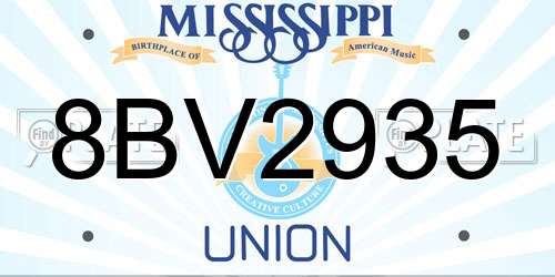 8BV2935 Mississippi License Plate