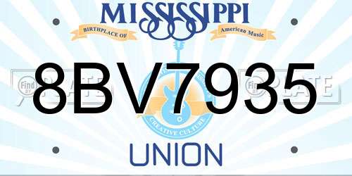 8BV7935 Mississippi License Plate
