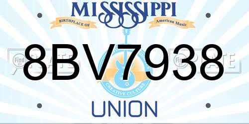 8BV7938 Mississippi License Plate