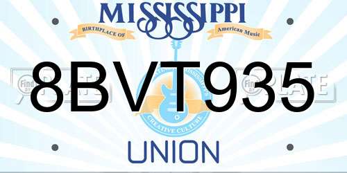 8BVT935 Mississippi License Plate