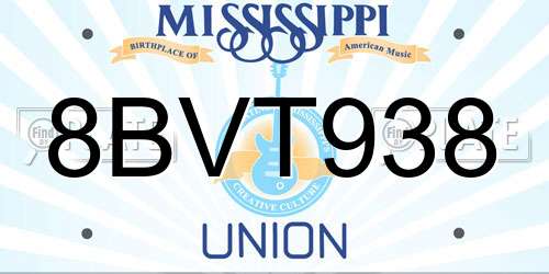 8BVT938 Mississippi License Plate
